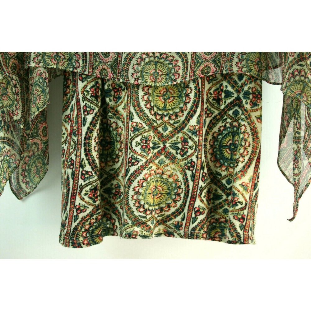 Tiny Anthropologie Womens Sz S Floral Knit Tank w/Silk Cape Sleeve Shirt blouse - Picture 3 of 8